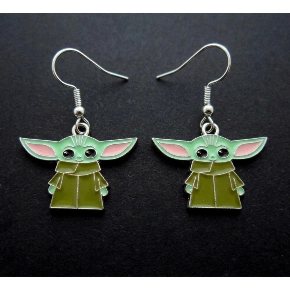 Grogu‎ Baby Yoda Hook Earrings Star Wars Mandalorian Cute Green Alien Handmade